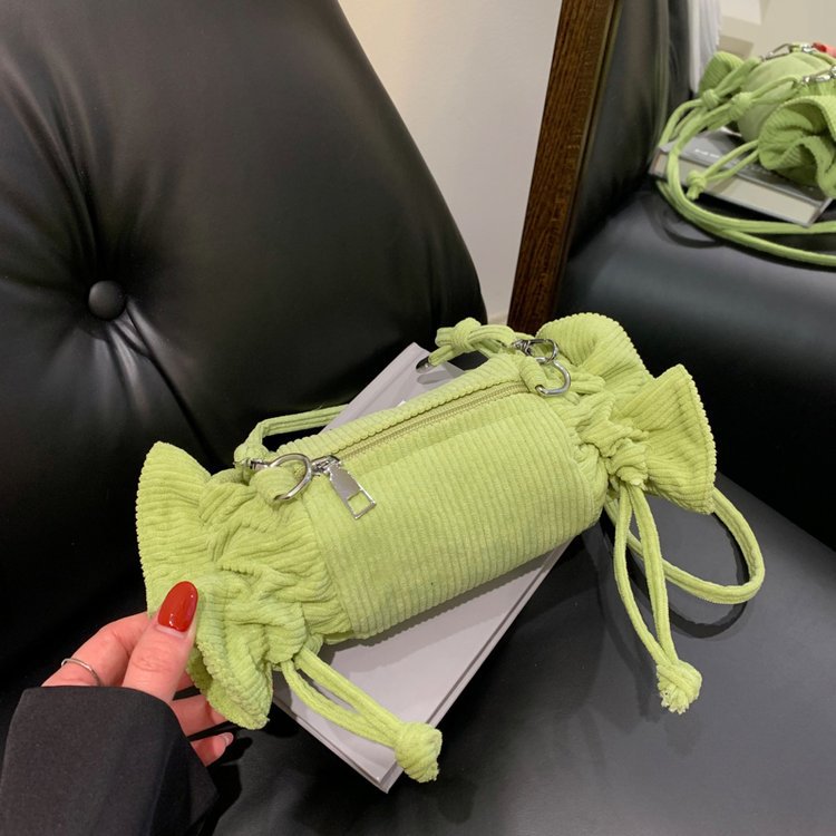 Wholesale Corduroy Candy Shoulder Messenger Bucket Bag